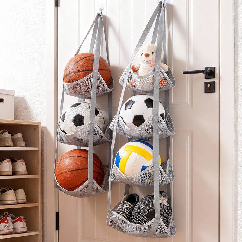 Basketball Arcade Game - 壁掛けボール収納バッグ メッシュポケットオーガナイザー バスケットボール サッカー ホームガレージ スポーツ用品