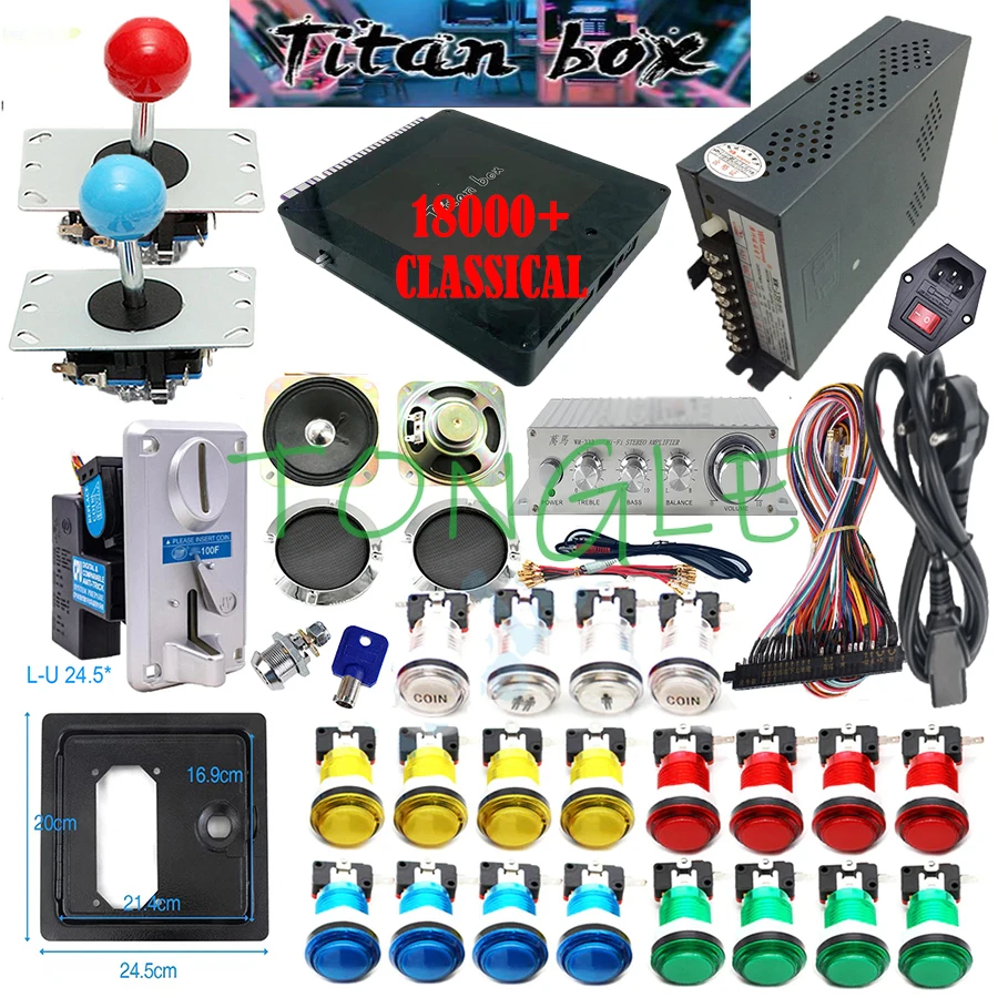 Coin Acceptor Selector - DIYアーケードマシンキャビネット,LEDプッシュボタン,タイタンボックス,ゲームキット,Sanwaジョイスティックのコピー,コインアクセプター,2人用,18000 in 1